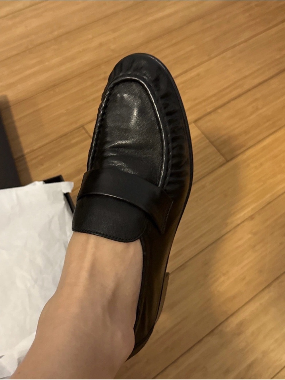 The row Black Leather Loafers 38